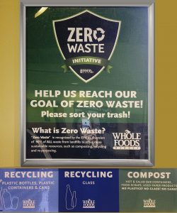 Whole Foods Market sign: Zero Waste